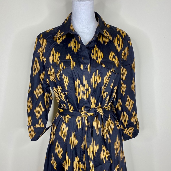 Jones New York Button Down Shirt Dress Black Tan - Picture 2 of 6